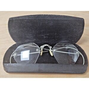 Vintage Wire Frame Eyeglasses With Original Metal Covered Case